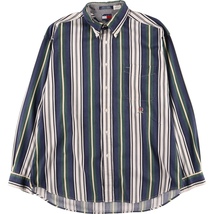 古着 90年代 トミーヒルフィガー TOMMY HILFIGER マルチストライプ 長袖 ボタンダウンストライプシャツ メンズXL ヴィンテージ /eaa421348_画像1