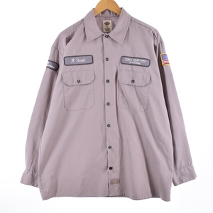 古着 ディッキーズ Dickies 長袖 ワークシャツ メンズXL /eaa336279 【SS2403】