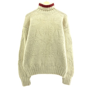 古着 90年代 ラルフローレン HAND KNIT ハンドニット スノー柄 雪柄 タートルネック ノルディックセーター メンズL /eaa344540 【SS2403】