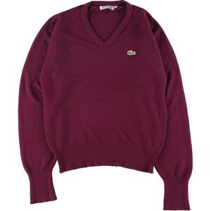 古着 70年代 ラコステ LACOSTE IZOD Vネック コットンニットセーター メンズS ヴィンテージ /eaa304455 【SS2403】