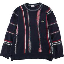 古着 80年代 ラコステ LACOSTE マルチストライプ ウール×アクリルニットセーター 5 メンズM ヴィンテージ /eaa312907 【SS2403】_画像1