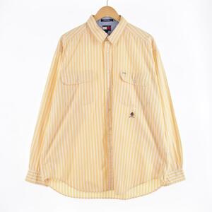 古着 90年代 トミーヒルフィガー TOMMY HILFIGER 長袖 コットンストライプシャツ メンズXL ヴィンテージ /eaa316953 【SS2403】