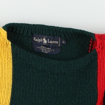 古着 ラルフローレン Ralph Lauren クレイジーパターン ユニパッチ付き ボートネック ウールニットセーター メンズL /evb003311 【SS2403】_画像3