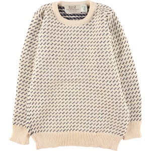 古着 ARAN SWEATER MARKET バーズアイ柄 総柄 ウールニットセーター レディースXS ヴィンテージ /eaa395904 【SS2403】