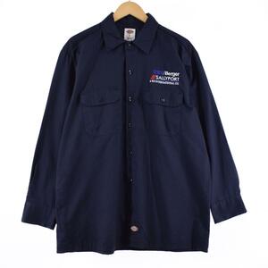 古着 ディッキーズ Dickies 長袖 ワークシャツ メンズL /eaa324734 【SS2403】