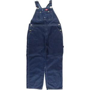 古着 ビッグサイズ ディッキーズ Dickies 濃紺 デニムオーバーオール メンズw44 /eaa324524 【SS2403】