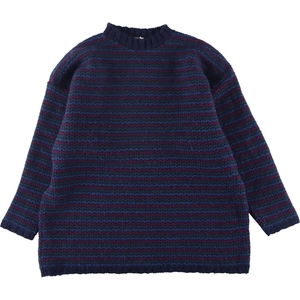 古着 people knitwear 総柄 モックネック ウールニットセーター メンズXL /eaa375449 【SS2403】