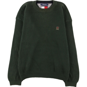 古着 90年代 トミーヒルフィガー TOMMY HILFIGER コットンニットセーター インド製 メンズXL ヴィンテージ /eaa362395 【SS2403】