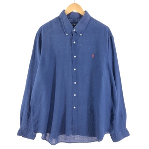 古着 ラルフローレン Ralph Lauren RALPH LAUREN 長袖 リネン ボタンダウンシャツ メンズXXL /eaa371439 【SS2403】