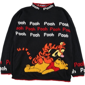 古着 90年代 Pooh くまのプーさん ティガー ハイネック アクリルニットセーター USA製 メンズL ヴィンテージ /eaa372304 【SS2403】