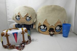 【同梱可】中古品 アニメ 名探偵コナン 安室透 キッド 等 ジャンボぬいぐるみ フェイスクッション ポップコーンバケ