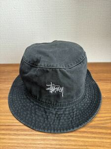 90‘s OLD STUSSY stussy hats バケットハット L/XLステューシー 帽子 HAT コットン ブラック