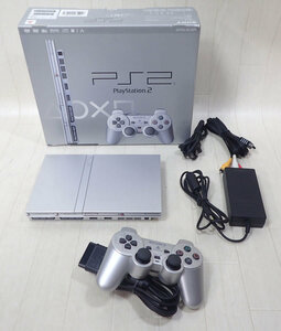 作動品 難あり 内蔵電池切れ　SONY PlayStation 2 Satin Silver SCPH-77000 SS D518