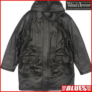  prompt decision *Wind Armor* men's XL leather Mod's Coat Wind armor - black original leather jacket real leather leather jacket hood 