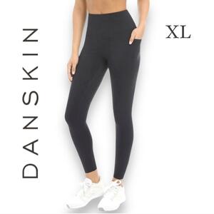 DANSKIN ハイウエスト レギンス XL ブラック ダンスキン 黒 ヨガ スパッツ ジム エクササイズ ジョギング XXL 可愛い US買付 大きいサイズ