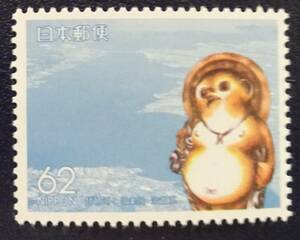 2p11　ふるさと切手　1989年　滋賀県版　琵琶湖と信楽焼　未使用　美品