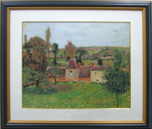 絵画 カミーユ・ピサロ 肉筆油絵〈模写）バサンクールの農場 送料無料