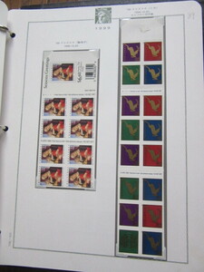 アメリカ切手　1999年10.20　クリアスマス（聖母子）　と　クリアスマス（シカ）小型シート（未使用）