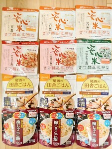 即決送料込アルファー食品安心米白飯×3五目ご飯×2わかめご飯1尾西の田舎ご飯×3サタケ梅じゃこご飯×3計12個保存食非常食アルファ米Onisi