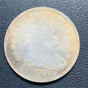 アメリカ　古銭　1798年　自由の女神　独立13州　13の星　リバティ　イーグル　ドル　大型　コイン　硬貨　銀貨　貿易銀