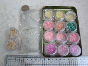 シェルフレーク、星の砂、細かいガラスカレット（透明）まとめて/ピンク、きなり、グリーン緑、紫パープル/ネイル、レジン