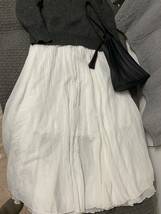 リネン　コットン　ギャザースカート　フリーサイズ　ホワイト　新品　ロングスカート　裏地付き_画像1