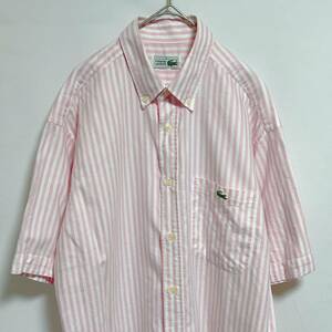 CHEMISE LACOSTE ラコステ　80’s ボタンダウン 半袖シャツ　ストライプシャツ ヴィンテージ ワンポイントロゴ　サイズ40