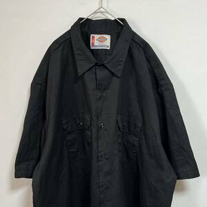 Dickies ディッキーズ　ワークシャツ 半袖シャツ ワンポイントロゴ ブラック　ビッグサイズ3XL オーバーサイズ