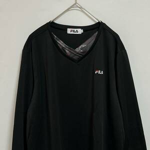 FILA フィラ　スポーツウェア　長袖 ロングスリーブトレーニングウェア　レイヤード風　ロゴ刺繍　レディース　サイズ3L