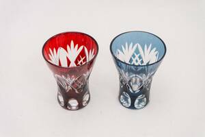  cut . drill ko glass rock glass 2 piece set Showa Retro 