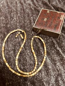 チベット カパラの御数珠　(チベタンKapala Mala ) カパーラマーラ 木製数珠 約95cm 未使用 ウッド ネックレス お守り