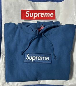 Supreme Box Logo Hooded Sweatshirt Blue