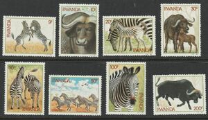 （ルワンダ）1984年動物８種完、スコット評価17.55ドル（海外より発送、説明欄参照）