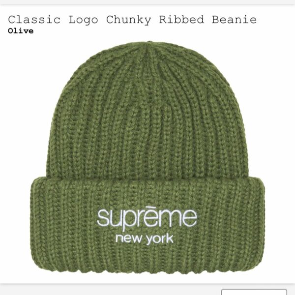 Supreme Classic Logo Chunky Ribbed Beanie olive 23fw ビーニー オリーブ