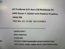 【ハード王】1円～/HP ProBook635AeroG8/AMD Ryzen5 5600U/4GB/ストレージ無/8101-B23_画像2