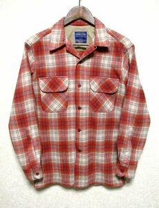 ★美品★PENDLETON ペンドルトン 長袖 オープンカラー ウール シャツ S★BOARD SHIRT チェック 開襟 ボックスシルエット クリーニング済み