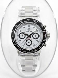 【1円UP】リラックス 王冠ロゴ D7 腕時計 クロノ 爆発的な人気のあるモデルの一つ御時計 白文字盤 所ジョージ