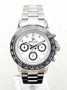 【1円UP】リラックス 王冠ロゴ D7-S カスタム腕時計 クロノ 爆発的な人気のあるモデルの一つ御時計 白文字盤 所ジョージ