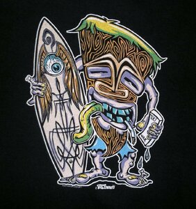 ★ヴォン フランコ Tシャツ Von Franco Hodad Tiki 黒 S 新品 hot rod rat fink サーフィン mug ティキ