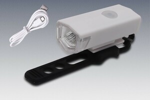 ホワイト　自転車ライト USB充電式 LED