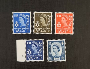 イギリス 地方切手 北アイルランド 1968~69年 5種完 すかしなし NH