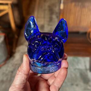 【Vintage】1970s Glass French Bulldog ガラス フレンチ ブルドッグ BOYD ウラン ヴァセリン 犬 ヴィンテージ アンティーク A