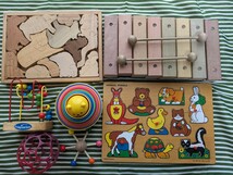 【値下げ】幼児おもちゃセット　【木製パズル・虹色木琴など】_画像1