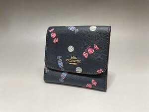 未使用 COACH キャンディ柄 三つ折り財布 ブラック ピンク F73479 小銭入れ有り レディース 福井県質屋の質セブン