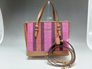 新品 定価72,600円 COACH コーチ 2WAYトートバッグ C4086 ピンク系 シグネチャー ショルダーストラップ付き レディース 質屋の質セブン