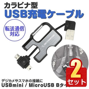 2個セット Scosche カラビナ型 USB充電ケーブル 転送通信対応 USB2.0 USBMM3 データ転送 SCO-CLIPSYNC-2MUSB