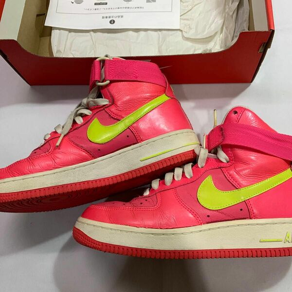 NIKE AIR FORCE 1 HIGH WMNS PNK/YEL 23.5 