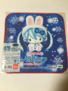 ラスト１点！【限定、新品】SNOWMIKU＆HELLO　KITTY　コラボ　雪ウサギミク　プチタオル　雪ミク　初音ミク　北海道2012限定　