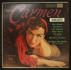 【US盤LP】フリッツ・ライナー,RCAビクター管/ビゼー:カルメン ハイライト(並下品,初期小豆銀,FLAT,1952,Fritz Reiner)