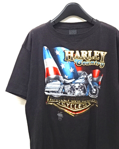 XL【'85 Harley Davidson 3D Emblem Harley Country Black T-shirt ハーレーダビッドソン Tシャツ 1985 ヴィンテージ ビンテージ Tシャツ】